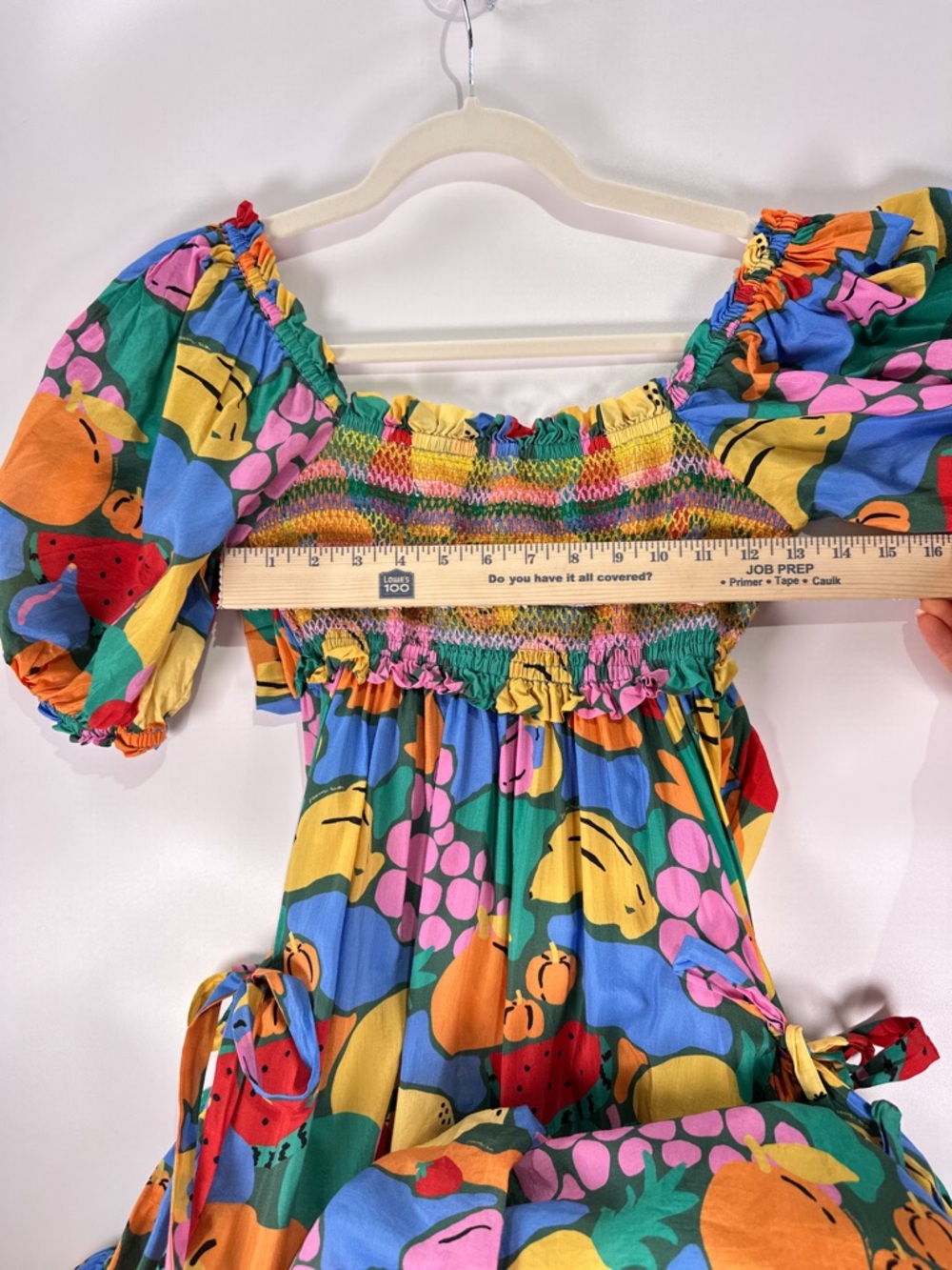 Farm Rio Fruit Print Smocked Cutout Maxi Dress M Multi - Picture 7 of 10